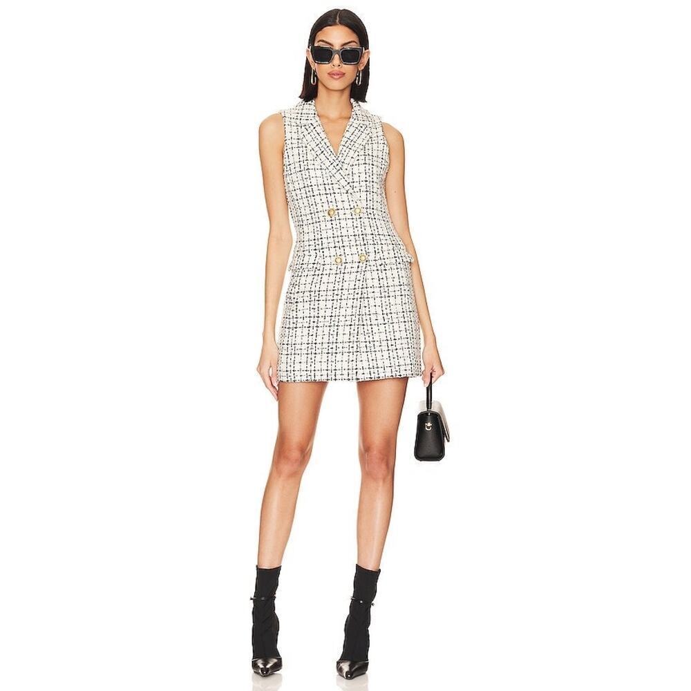 NWOT Alice + Olivia Jordy Double Breasted Tuxedo Dress - Tweed Plaid Blazer